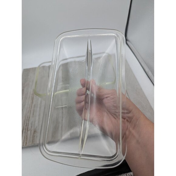 Vintage Westinghouse Clear Glass Bread Meatloaf Refrigerator Dish Dome Fin Lid - Picture 5 of 12